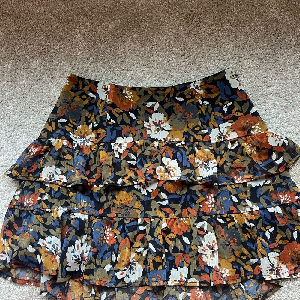 Floral Tiered Skirt - Multicolor